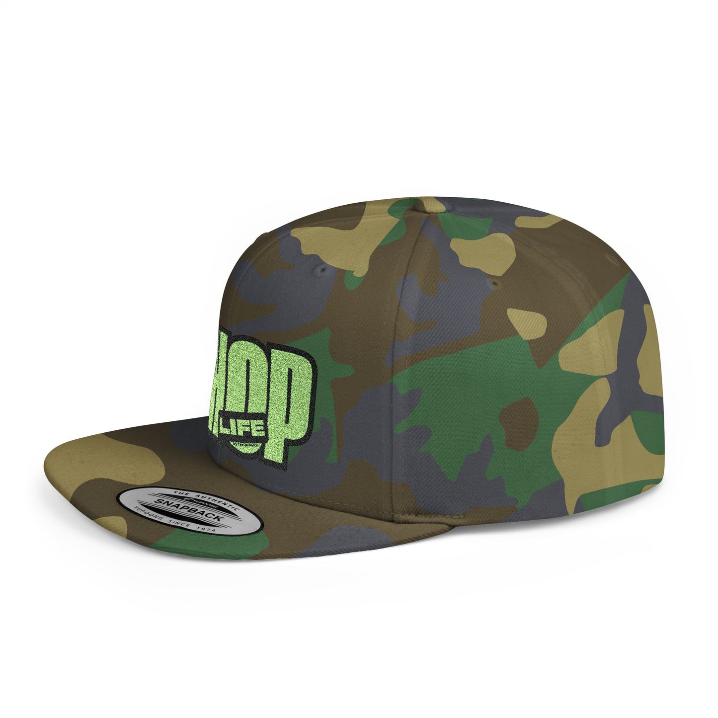 Flat Bill Snapback CHOP LIFE (Green Logo) Wear the Vibes Speak the Culture