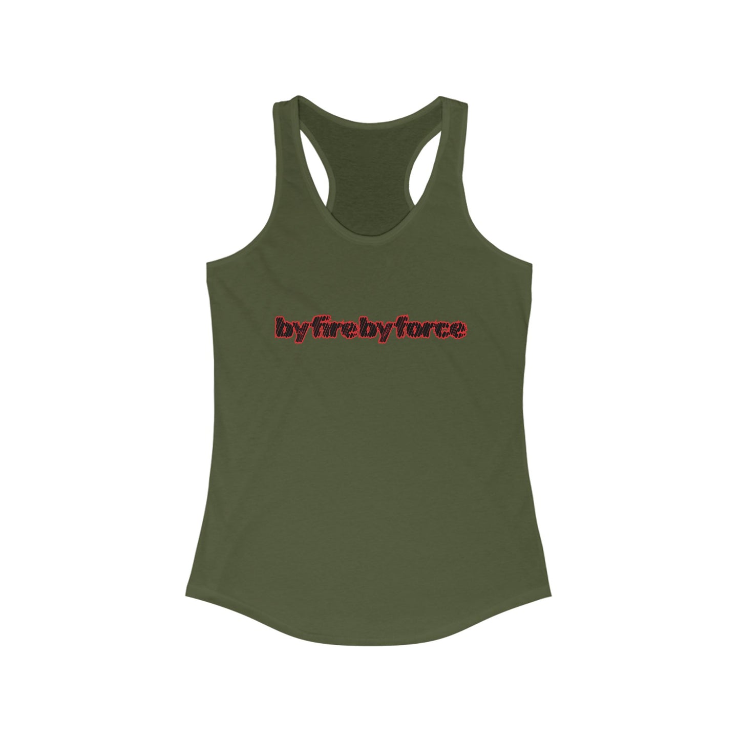Women's Racerback Tank, Workout Top, by fire by force — Defining the hustle
