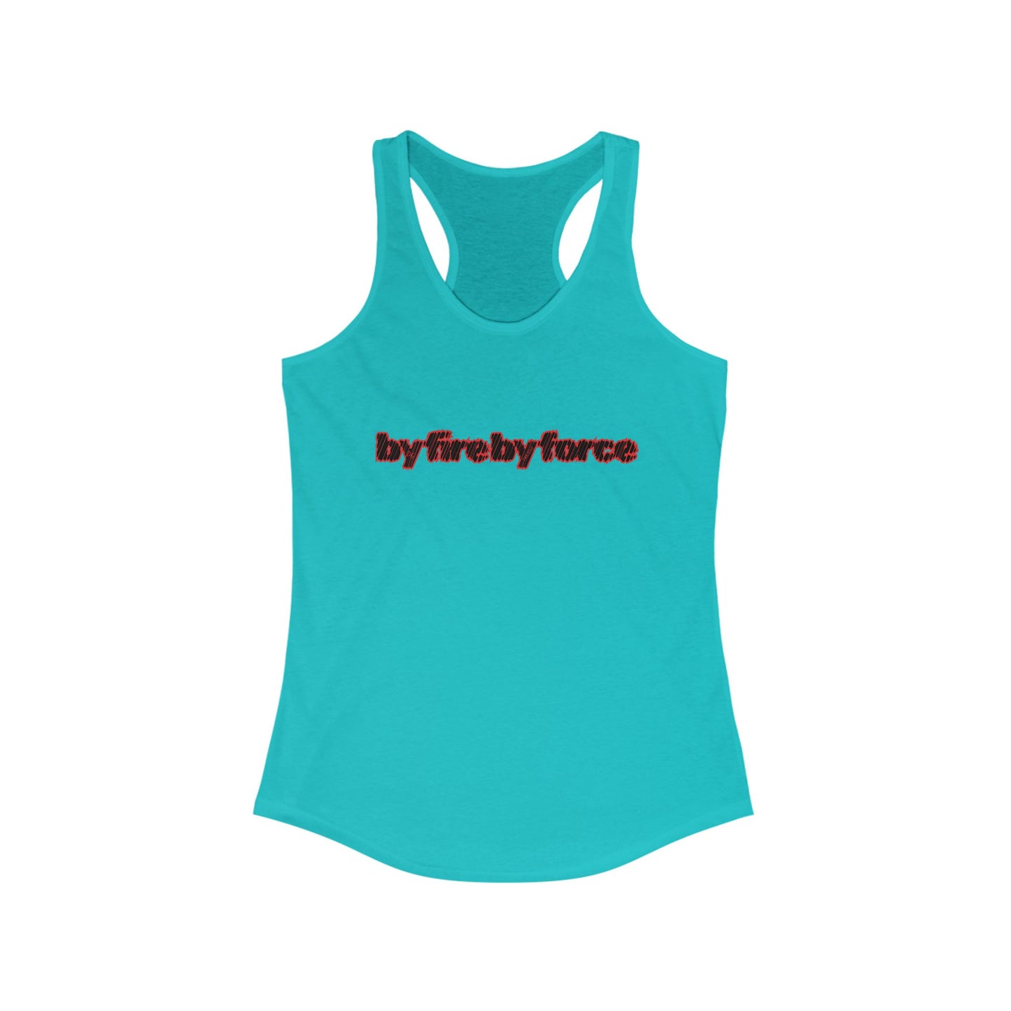 Women's Racerback Tank, Workout Top, by fire by force — Defining the hustle