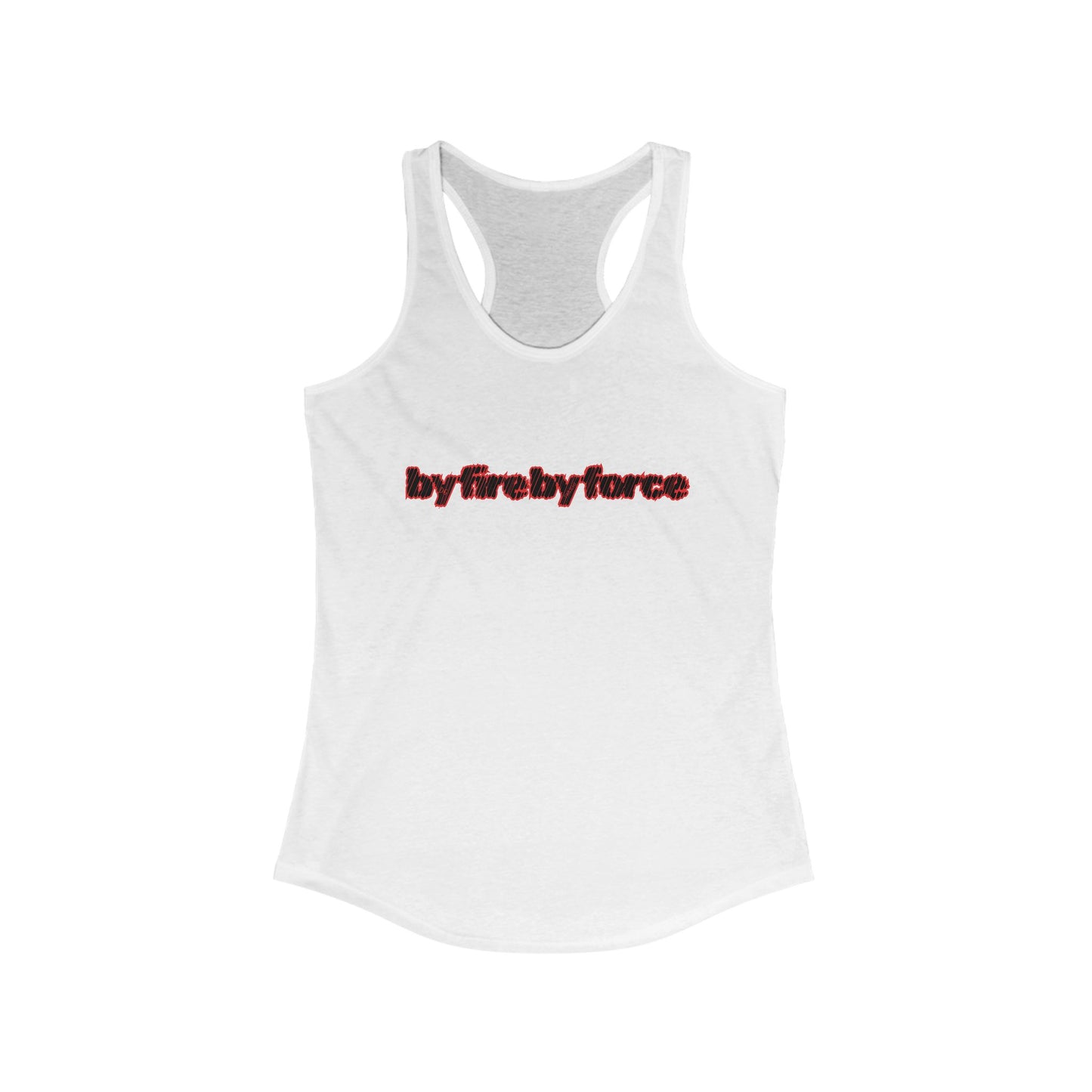 Women's Racerback Tank, Workout Top, by fire by force — Defining the hustle