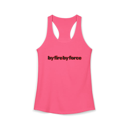 Women's Racerback Tank, Workout Top, by fire by force — Defining the hustle